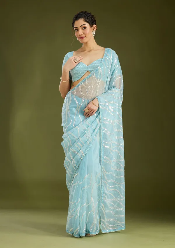 Sky_Blue_Pearlwork_Organza_Saree