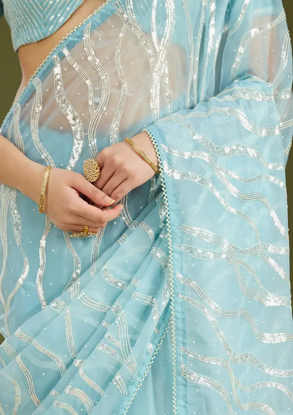 Sky_Blue_Pearlwork_Organza_Saree