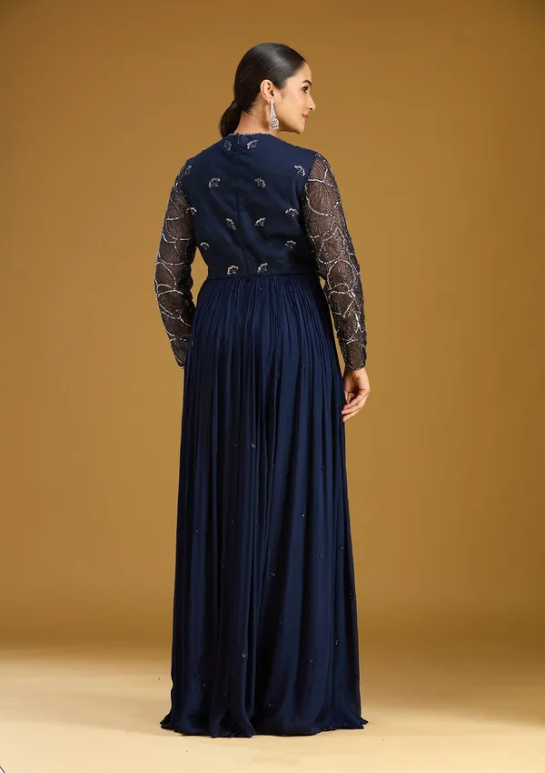 Navy_Blue_Sequins_Satin_Readymade_Salwar_Suit