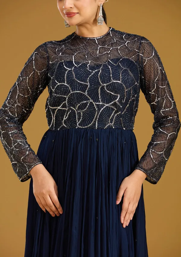 Navy_Blue_Sequins_Satin_Readymade_Salwar_Suit