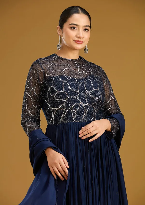 Navy_Blue_Sequins_Satin_Readymade_Salwar_Suit