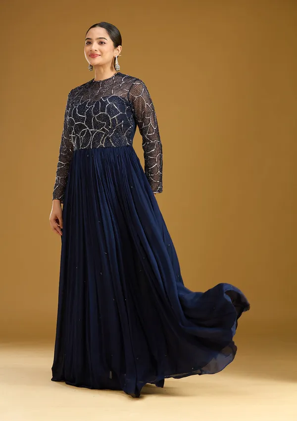 Navy_Blue_Sequins_Satin_Readymade_Salwar_Suit