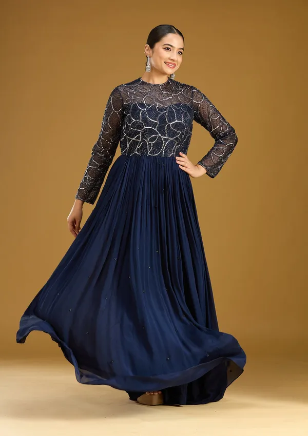 Navy_Blue_Sequins_Satin_Readymade_Salwar_Suit