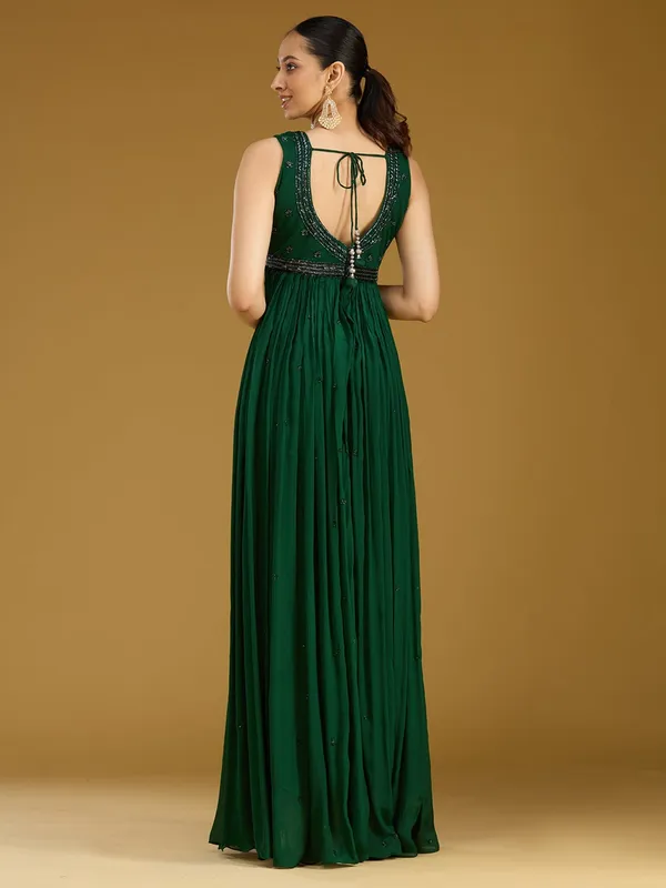 Bottle_Green_Sequins_Satin_Readymade_Salwar_Suit