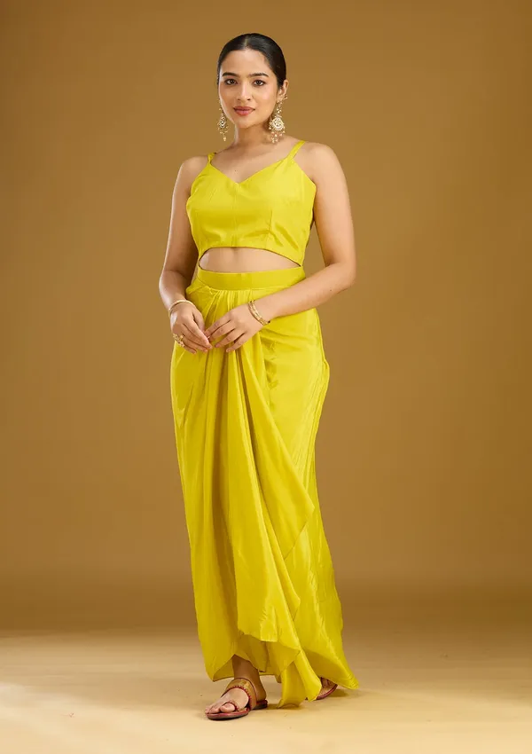 Yellow_Threadwork_Satin_Readymade_Salwar_Suit