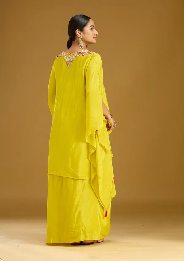 Yellow_Threadwork_Satin_Readymade_Salwar_Suit