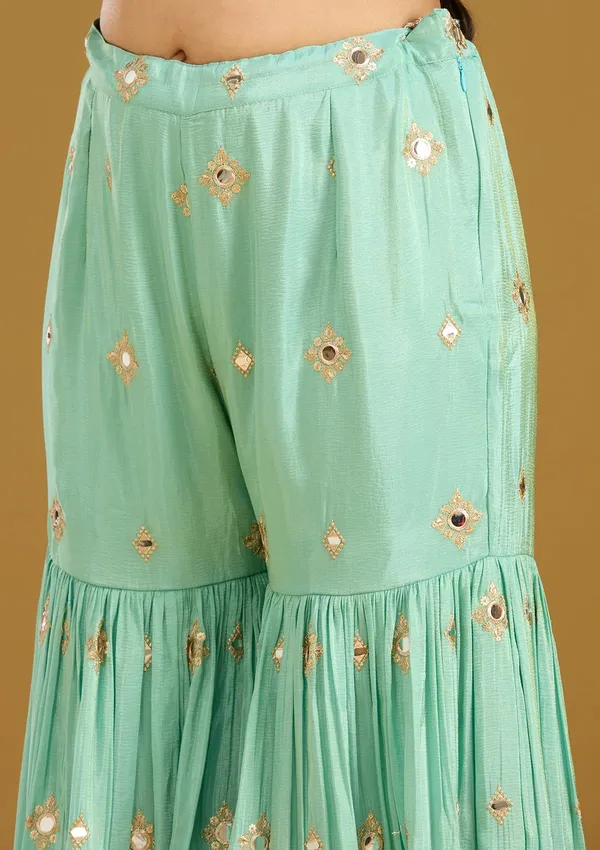 Sea_Green_Mirrorwork_Tissue_Readymade_Salwar_Suit