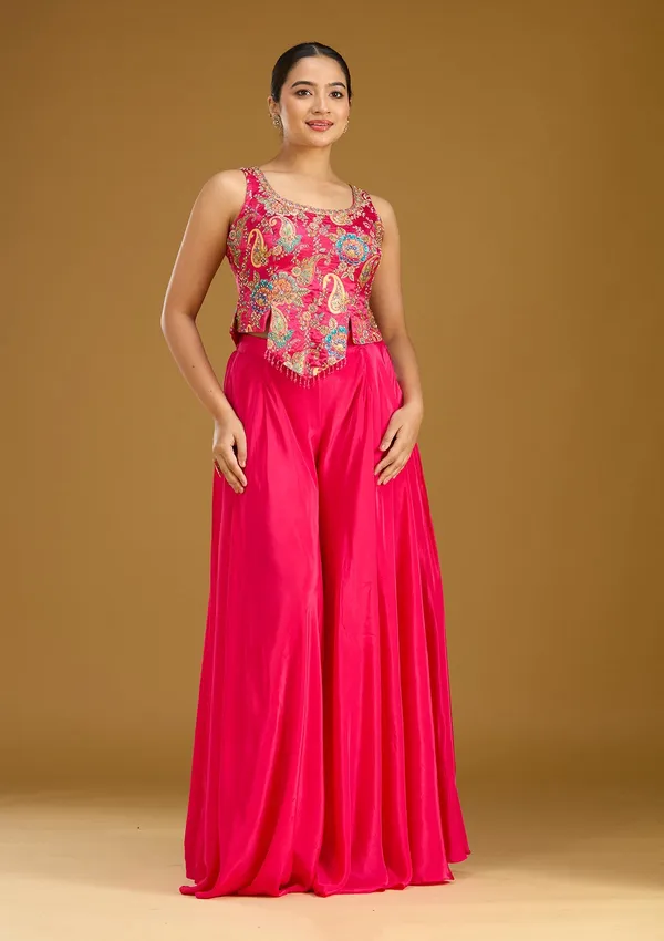Rani_Pink_Zariwork_Gold_Chinon_Readymade_Salwar_Suit
