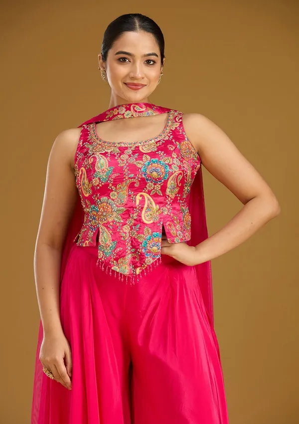 Rani_Pink_Zariwork_Gold_Chinon_Readymade_Salwar_Suit