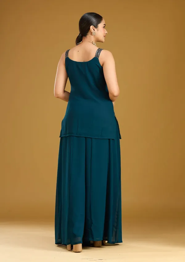 Peacock_Blue_Cutdana_Georgette_Readymade_Salwar_Suit