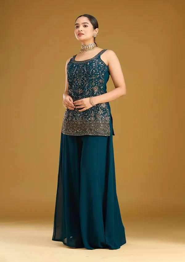 Peacock_Blue_Cutdana_Georgette_Readymade_Salwar_Suit