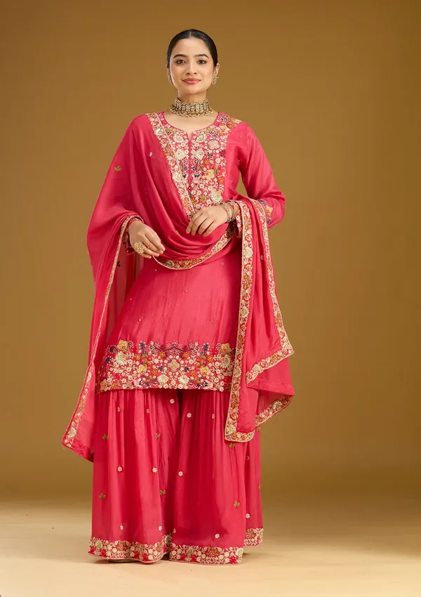 Pink_Threadwork_Soft_Raw_Silk_Readymade_Salwar_Suit
