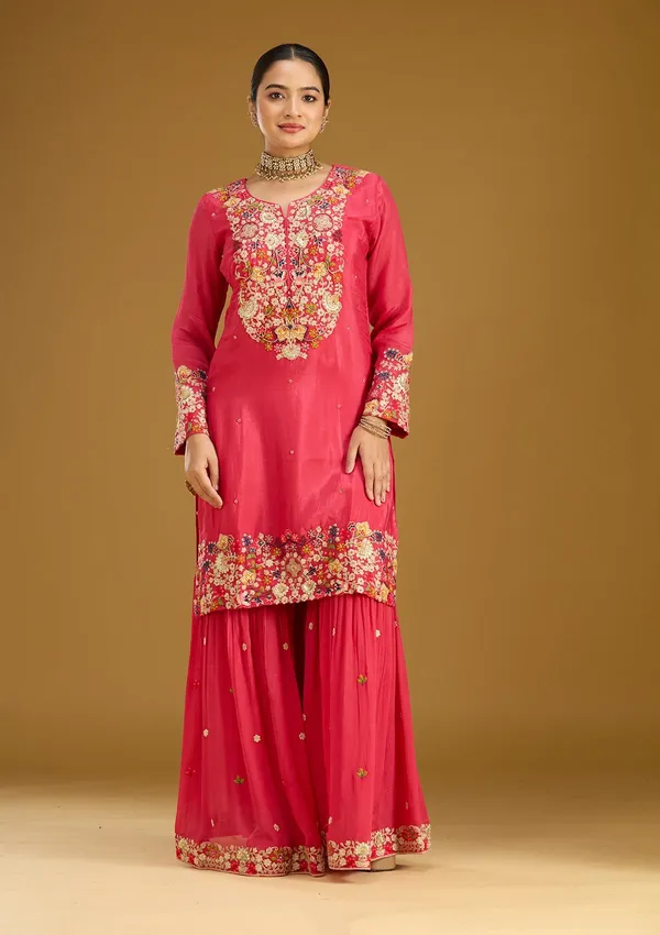 Pink_Threadwork_Soft_Raw_Silk_Readymade_Salwar_Suit
