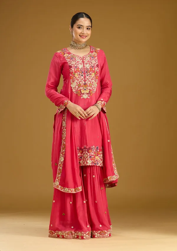 Pink_Threadwork_Soft_Raw_Silk_Readymade_Salwar_Suit