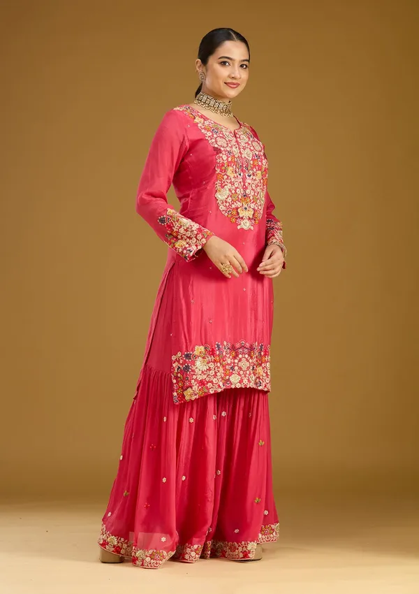 Pink_Threadwork_Soft_Raw_Silk_Readymade_Salwar_Suit