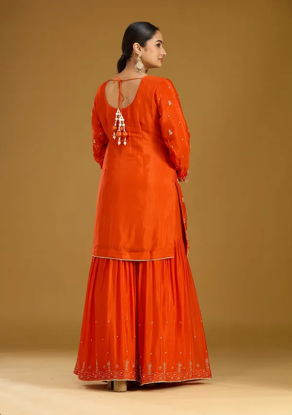 Rust_Threadwork_Satin_Readymade_Salwar_Suit