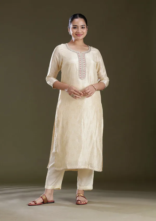Cream_Zariwork_Gold_Brocade_Readymade_Salwar_Suit