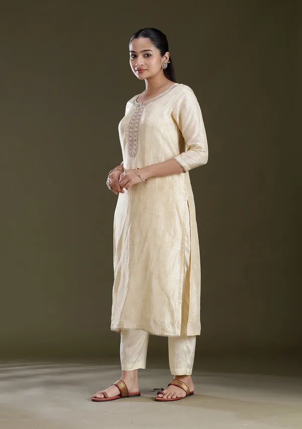 Cream_Zariwork_Gold_Brocade_Readymade_Salwar_Suit