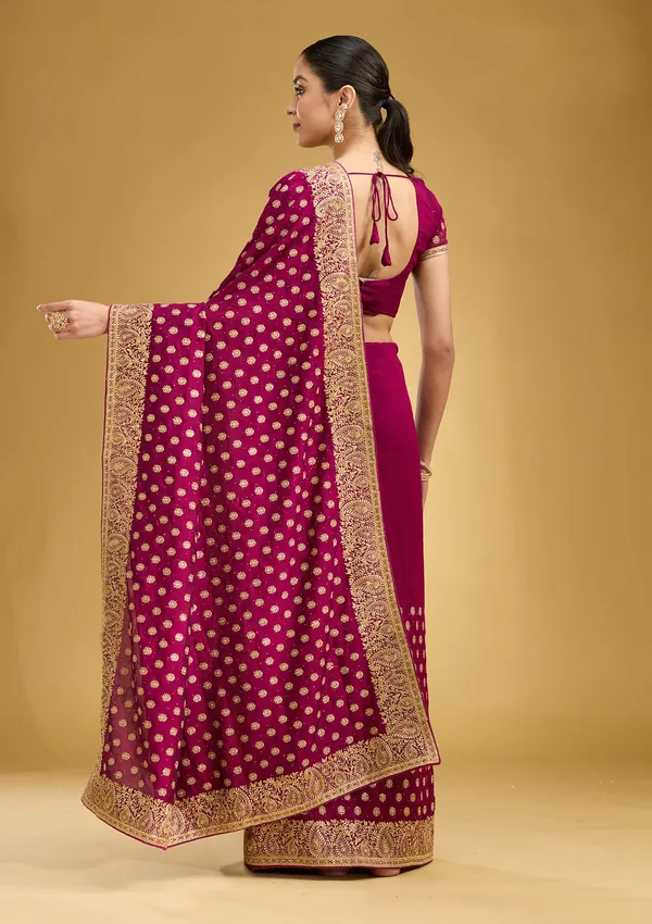 Wine_Zariwork_Gold_Soft_Raw_Silk_Saree