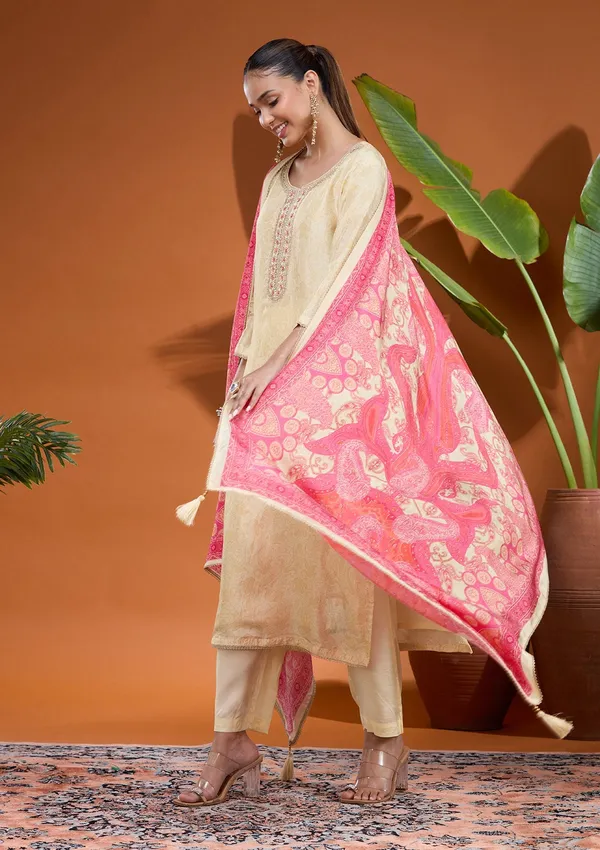 Cream_Zariwork_Gold_Brocade_Readymade_Salwar_Suit
