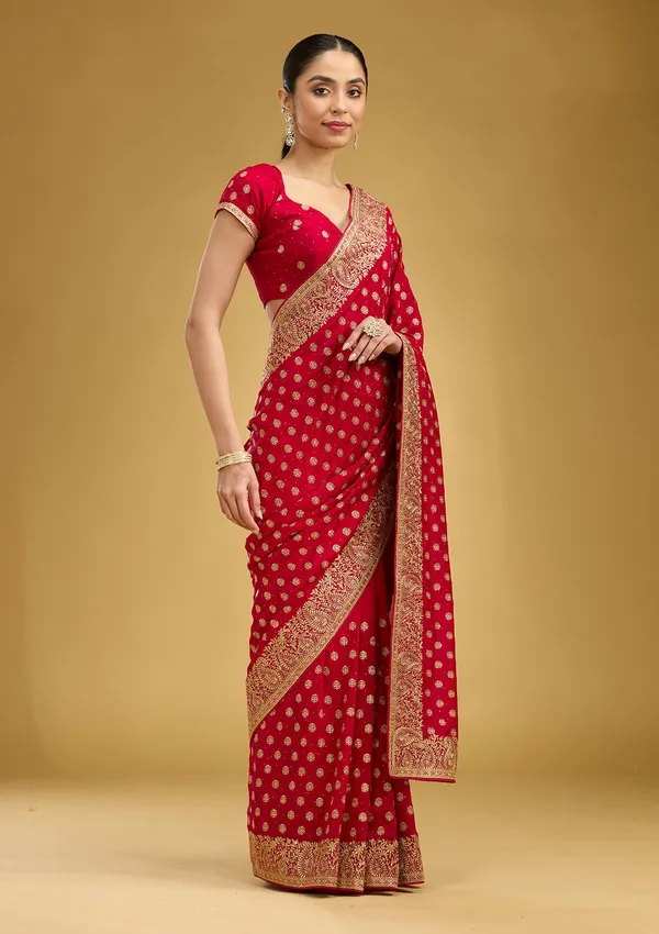Rani_Pink_Zariwork_Gold_Soft_Raw_Silk_Saree