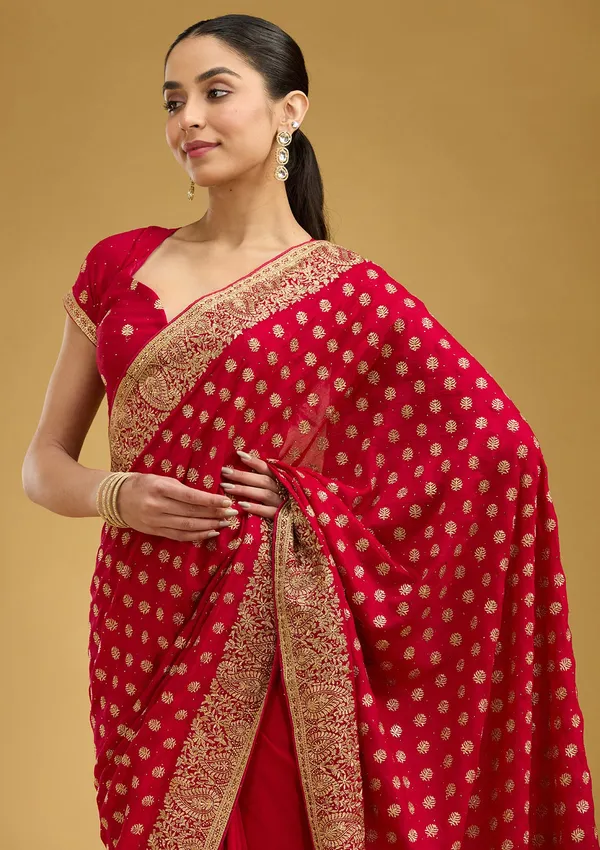 Rani_Pink_Zariwork_Gold_Soft_Raw_Silk_Saree