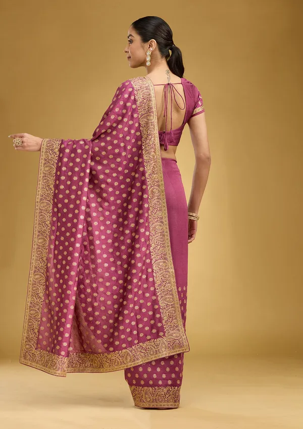 Onion_Pink_Zariwork_Gold_Soft_Raw_Silk_Saree