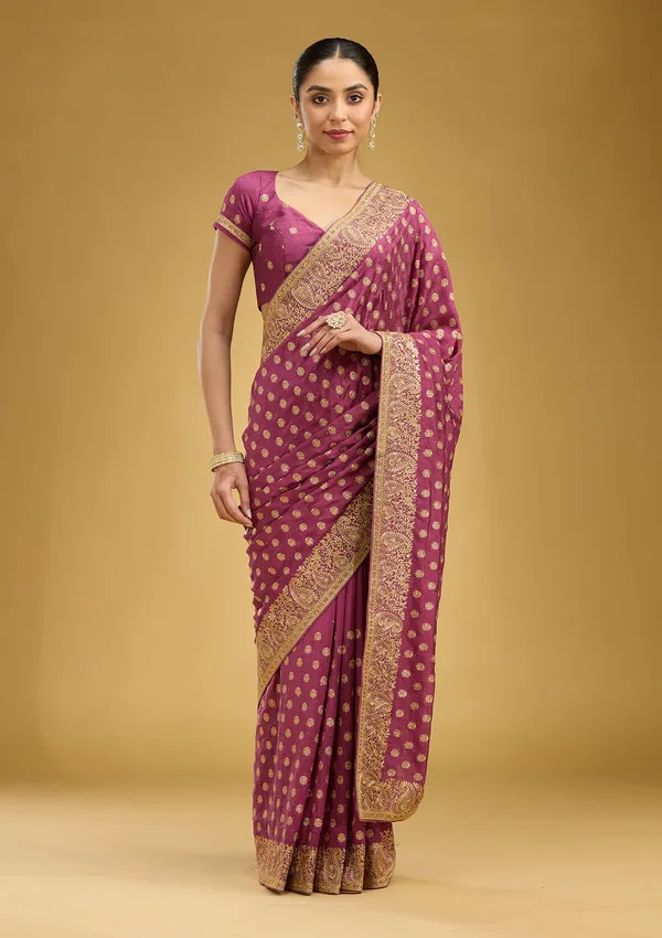 Onion_Pink_Zariwork_Gold_Soft_Raw_Silk_Saree