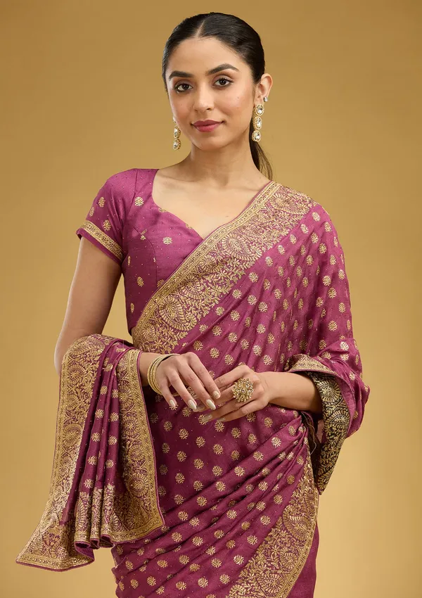 Onion_Pink_Zariwork_Gold_Soft_Raw_Silk_Saree