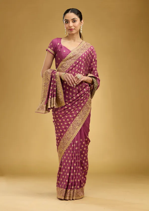 Onion_Pink_Zariwork_Gold_Soft_Raw_Silk_Saree
