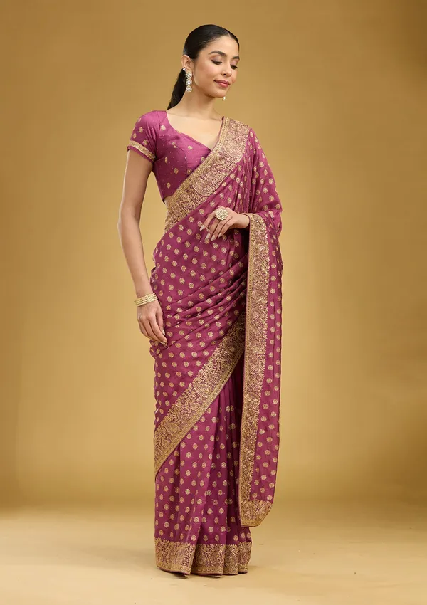 Onion_Pink_Zariwork_Gold_Soft_Raw_Silk_Saree