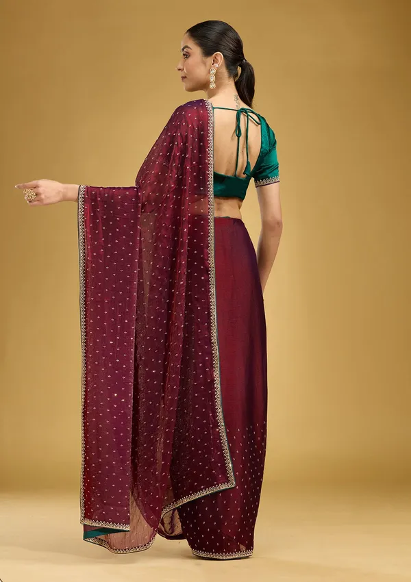 Maroon_Stonework_Gold_Tissue_Saree