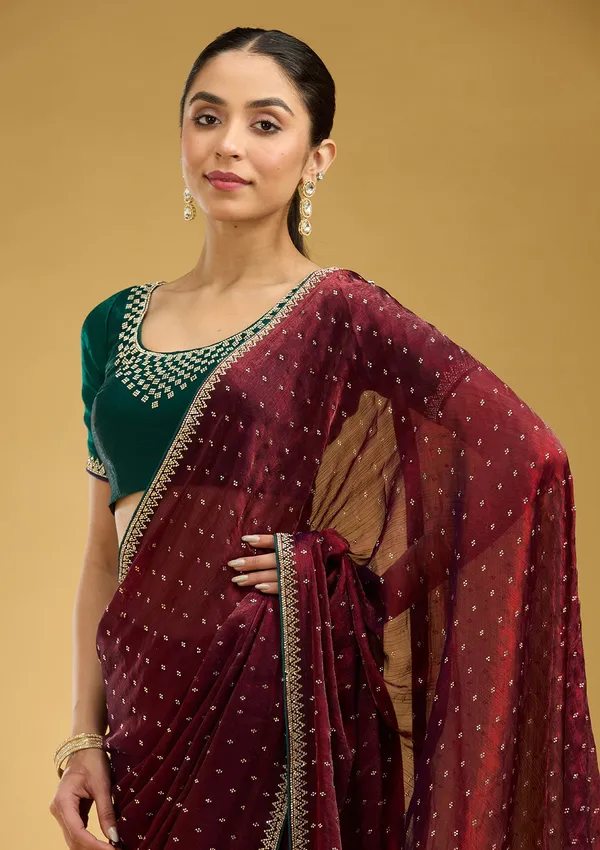 Maroon_Stonework_Gold_Tissue_Saree