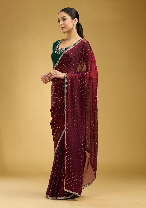 Maroon_Stonework_Gold_Tissue_Saree