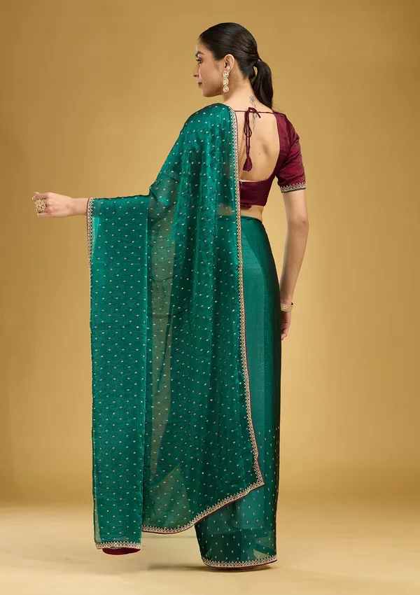 Peacock_Green_Stonework_Gold_Tissue_Saree