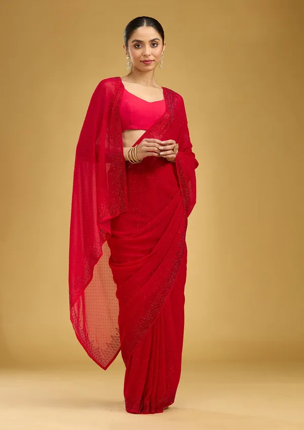 Red_Swarovski_Georgette_Saree