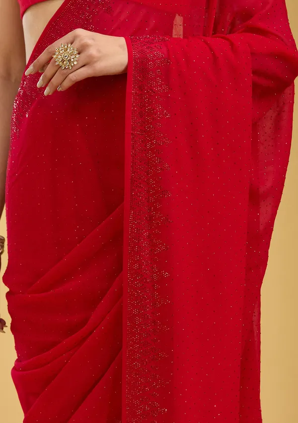 Red_Swarovski_Georgette_Saree