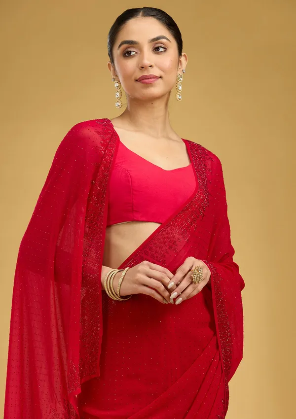 Red_Swarovski_Georgette_Saree