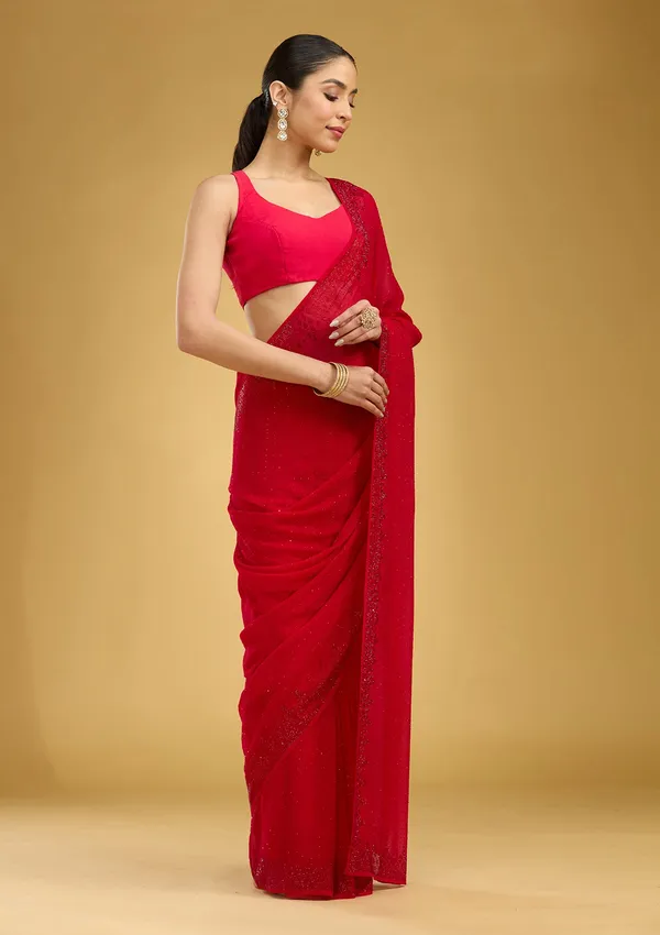 Red_Swarovski_Georgette_Saree