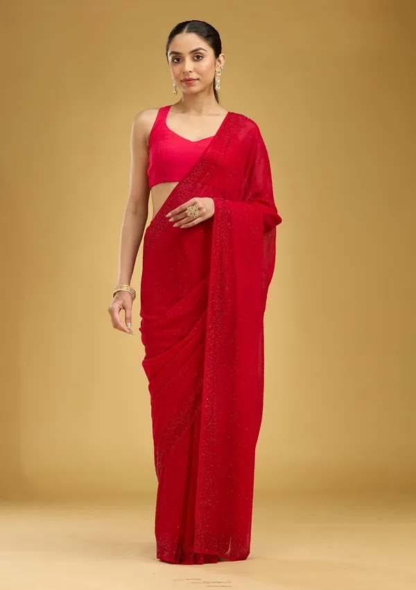Red_Swarovski_Georgette_Saree