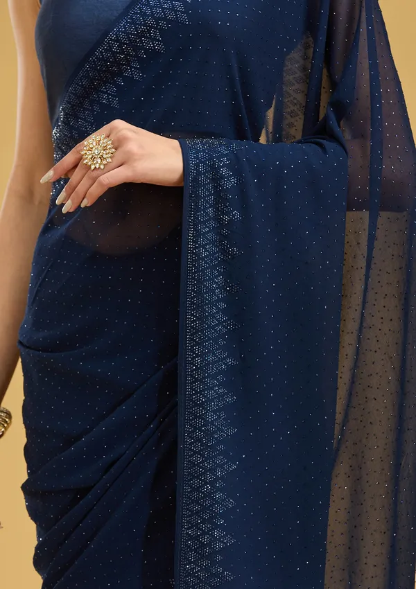 Navy_Blue_Swarovski_Georgette_Saree