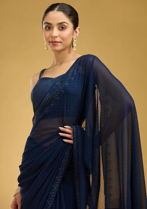 Navy_Blue_Swarovski_Georgette_Saree