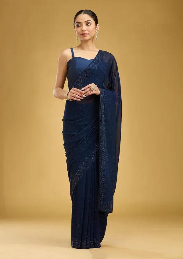 Navy_Blue_Swarovski_Georgette_Saree