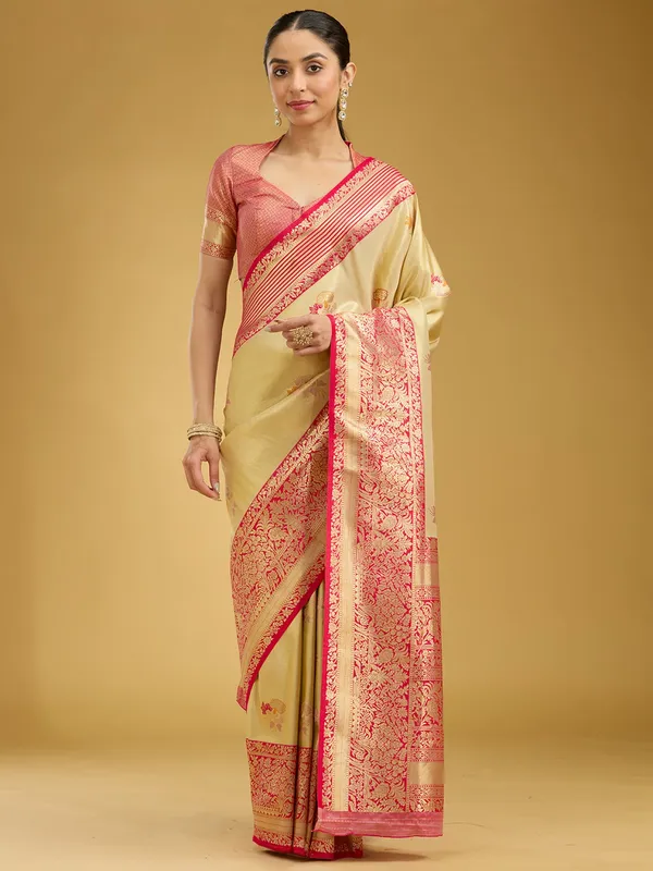 Cream_Zariwork_Art_Silk_Silk_Saree