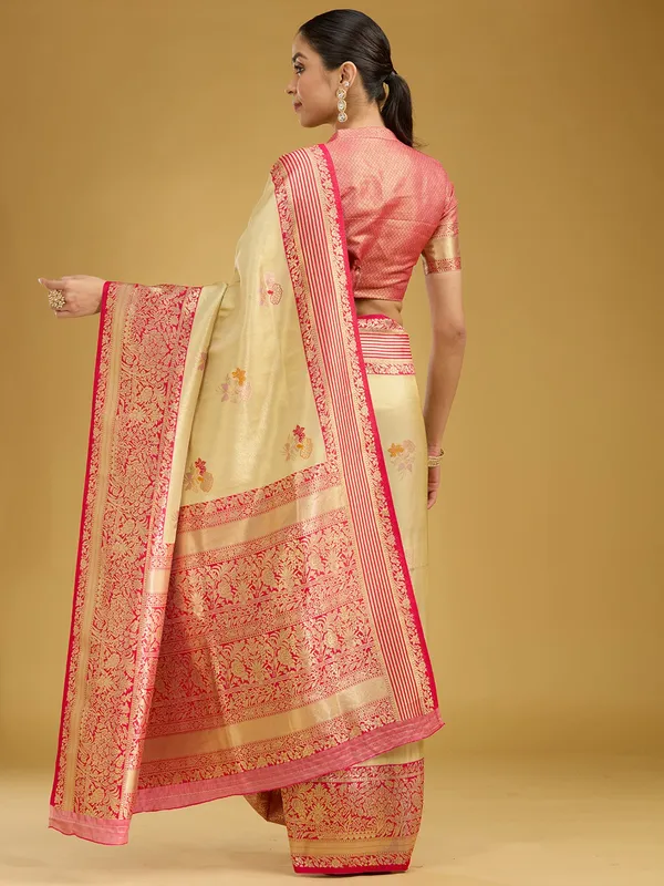 Cream_Zariwork_Art_Silk_Silk_Saree