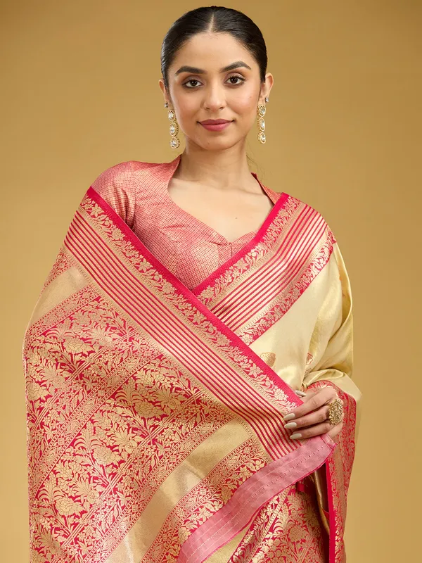Cream_Zariwork_Art_Silk_Silk_Saree