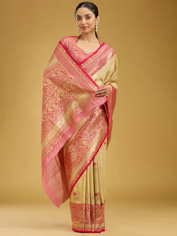 Cream_Zariwork_Art_Silk_Silk_Saree