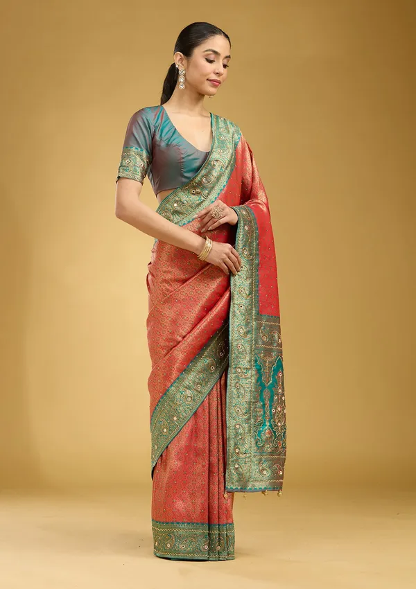 Red_Aariwork_Art_Silk_Silk_Saree