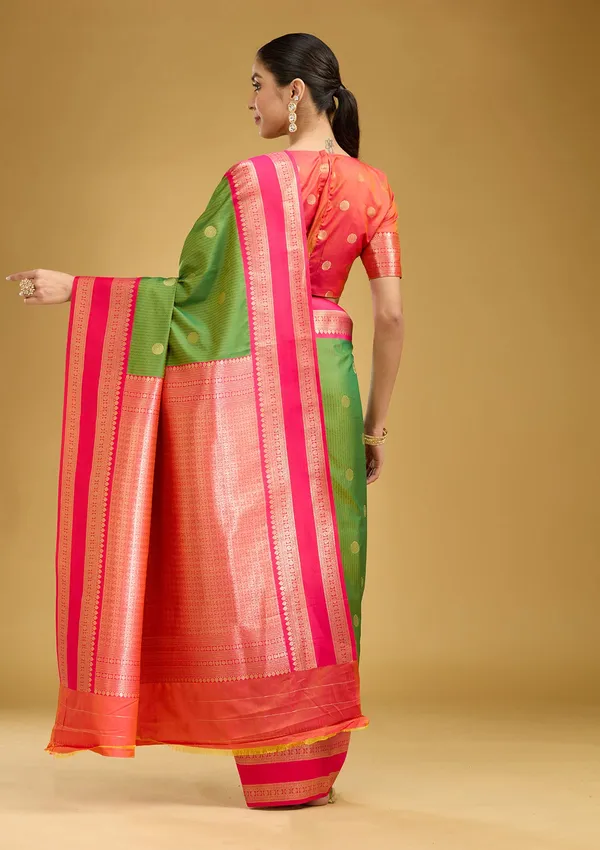 Parrot_Green_Zariwork_Gold_Silk_Silk_Saree