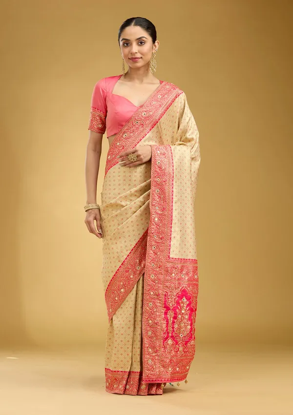 Cream_Aariwork_Art_Silk_Silk_Saree